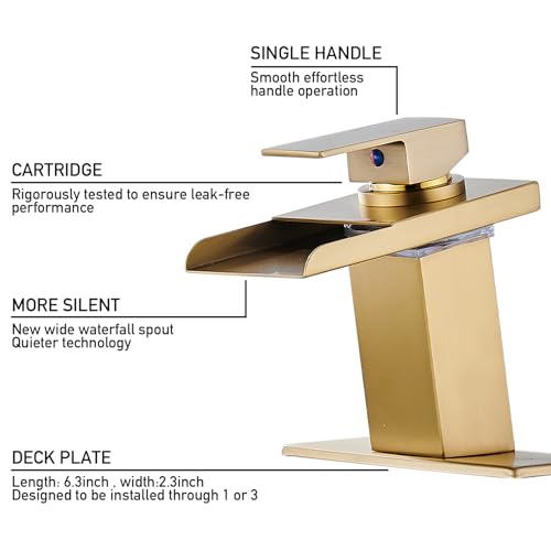 Image of AVSIILE LED Bathroom Sink Faucet, Brushed Gold, Stainless Steel Spout