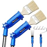 WILLBOND 2 Pcs Paint Brush Extender Multi Angle Paint Edger Tool for Walls Extension Pole Attachments Roller Scraper Brush Holder Rotating Head Edger Tool for Ceilings Trim Corner