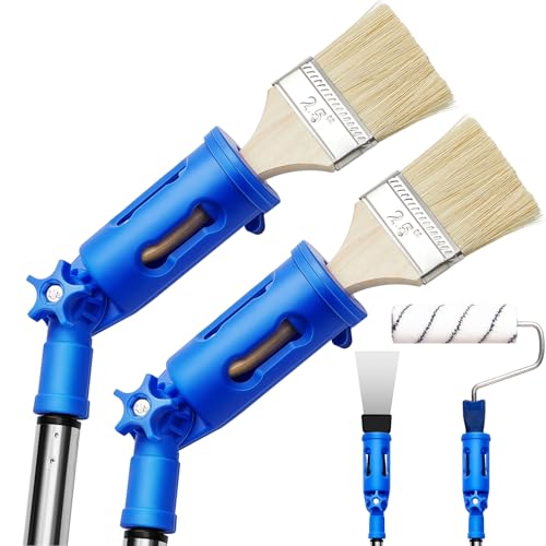 WILLBOND 2 Pcs Paint Brush Extender Multi Angle Paint Edger Tool for Walls Extension Pole Attachments Roller Scraper Brush Holder Rotating Head Edger Tool for Ceilings Trim Corner