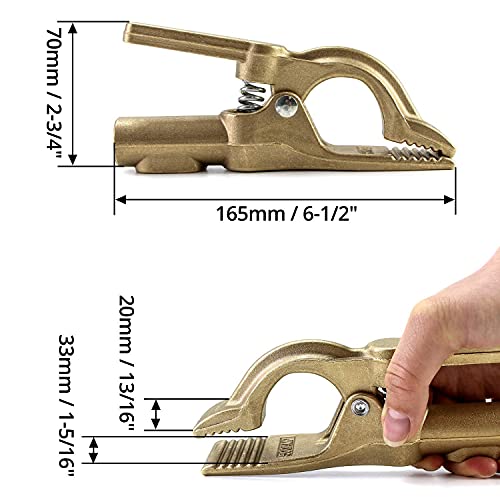 Image of QWORK Welding Bronze Ground Clamp, 1.6 Pounds and 500A, 1 piece (Pack of 4)