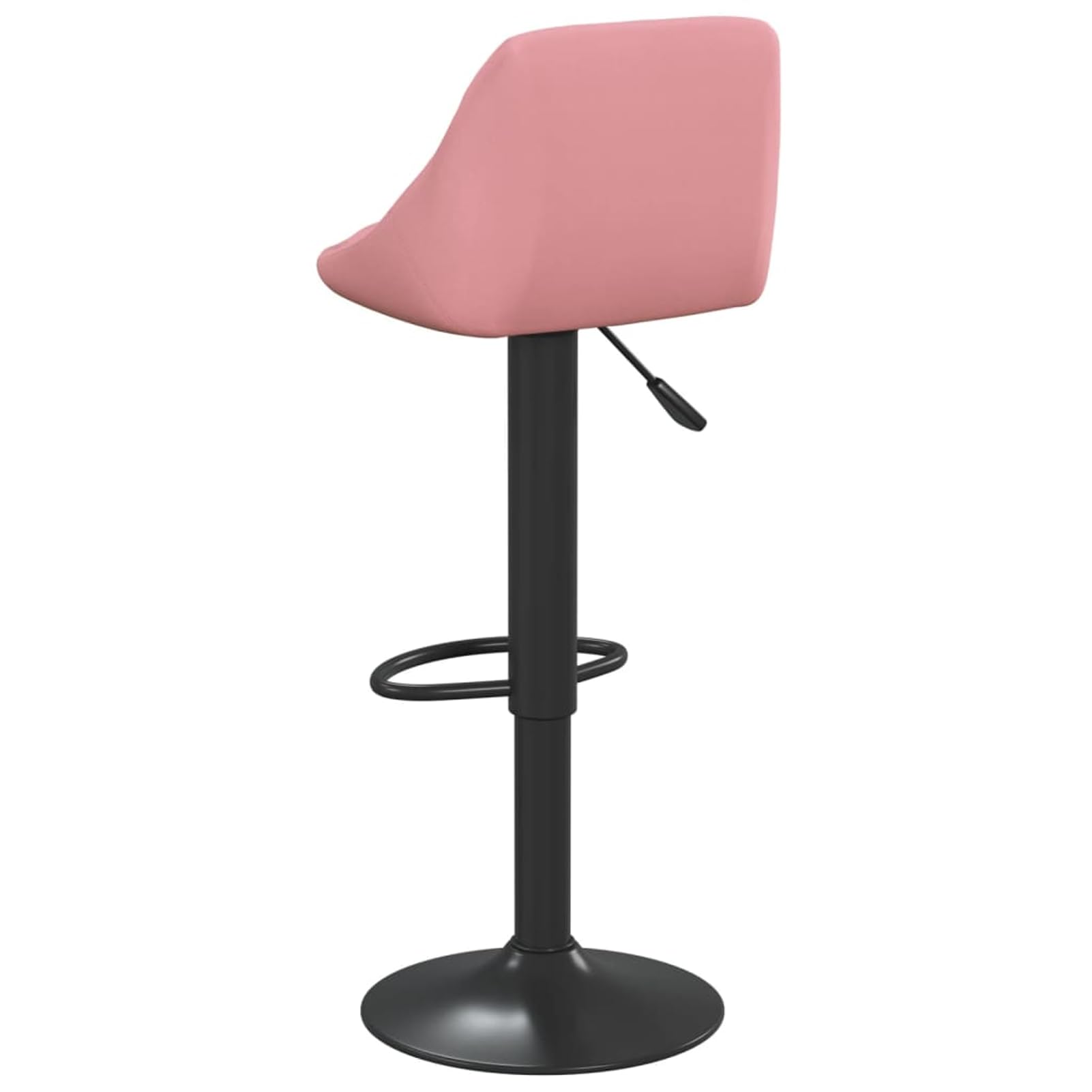 Taburete de bar de terciopelo rosa con resorte de gas, altura regulable (82 – 103 cm), giratorio 360°, reposapiés, estructura de acero, para bar y isla de cocina
