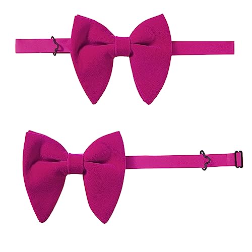 Image of GUSLESON Mens Solid Plaid Velvet Pre-tied Adjustable Bow Tie and Pocket Square Cufflink Set with Gift Box