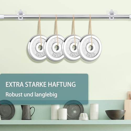 Aerzouser 10 Stück Transparente Gardinenstange Kleben, Gardinenstange Halterung Ohne Bohren,für Aufhängen von Vorhängen Oder Handtuchstangen