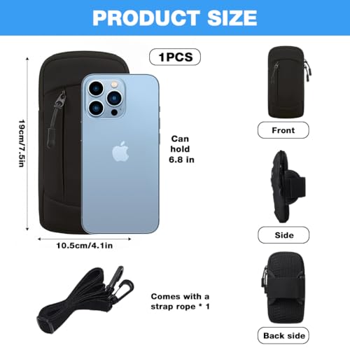 Image of Proberos 7 Inch Outdoor Running Arm Storage Bag with Adjustable Strap, Waterproof Fabric, and Lightweight Comfort for Sports and Fitness Activities, Running Accessories for Men
