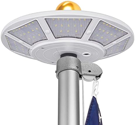 enrybia Solar Flag Pole Light Outdoor Dusk to Dawn, Super Bright 120 LED Flag Lights, Solar Power Flagpole for Most In-Ground FlagPoles, 100% Flag Coverage Fits 0.5" Wide Flag Ornament Spindles(White)