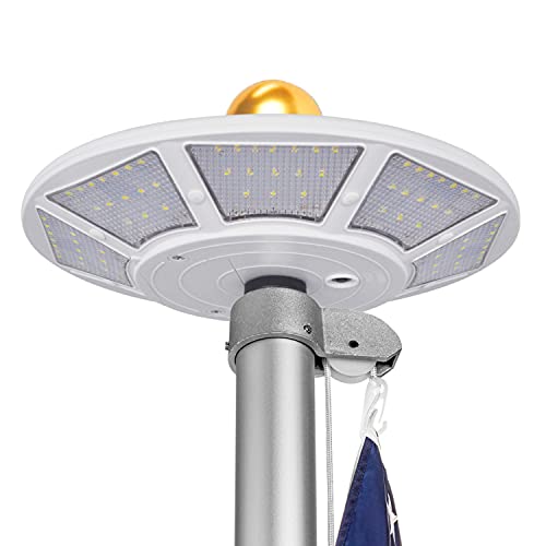 enrybia Flag Pole Light Solar Powered, 200 Super Bright LED Solar Flagpole Light Outdoor Waterproof Dusk to Dawn 100% Flag Coverage for 15 to 25ft Flag Poles Fits 0.5\" Wide Flag Ornament Spindles