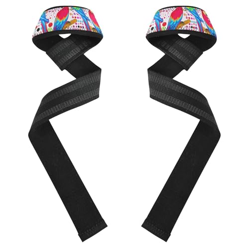 STAYTOP Colorful Parrots Wrist Straps for Weightlifting,Lifting Straps with Neoprene Cushioned Wrist Padded and Anti-Skid Silicone for Strength Training,Bodybuilding,Deadlifting