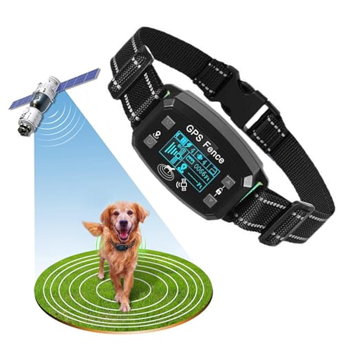 Billg Collier de Dressage pour Chien, Résistant à L’Eau Collier de Dressage sans Fil GPS, 3 Modes Clôture Anti-Fugue pour Grands Espaces Ouverts, Portée...