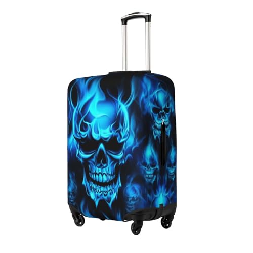 Travel Luggage Cover, High Elasticity Zipper Closure Luggage Suitcase Protector, Anti-Scratch Luggage Case Bag - Fits 19-32 inch Luggages (Skull Blue Flame)2