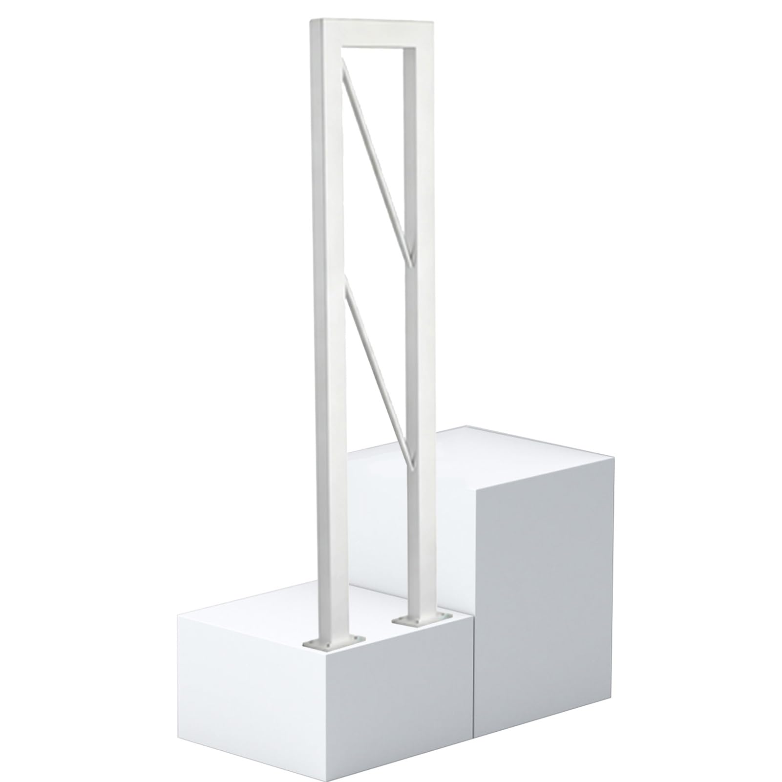 Rambarde d'escalier blanche en U fer forgé pour porche et jardin 20x45 cm