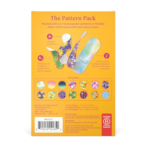 Image of Welly Bravery Badge Value Pack | Adhesive Flexible Fabric Bandages | Assorted Shapes and Patterns for Minor Cuts, Scrapes, and Wounds - 100 Count (Pack of 2)