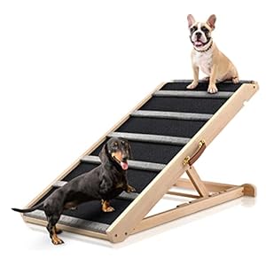 Dog Ramp for Bed – Extra Wide – Excellent Traction, Pet Ramp for Small Large Dogs to Get on Couch Car, Non-Slip Rubber Surface, 17’’W, Hold up to 200lb, Adjustable, Foldable (200LBS)