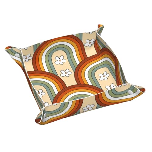 InOmak 70er Jahre Stil Farben Regenbogen, Aufbewahrungstablett aus Leder, Schmuck-Organizer, Schreibtisch-Auffangtablett, Kommode-Organizer-Platte,S