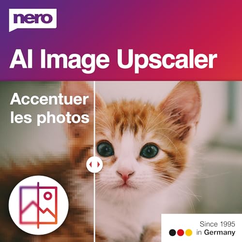Nero AI Image Upscaler 365 | Améliorer Netteté des Photos | Corriger Images Floues | Optimisation avec Intelligence Artificielle | Réduction du Bruit | 1 PC | Windows 11/10