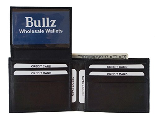 Bullz Genuine Soft Cow Leather Credit Card ID Holder Bifold Mens wallet