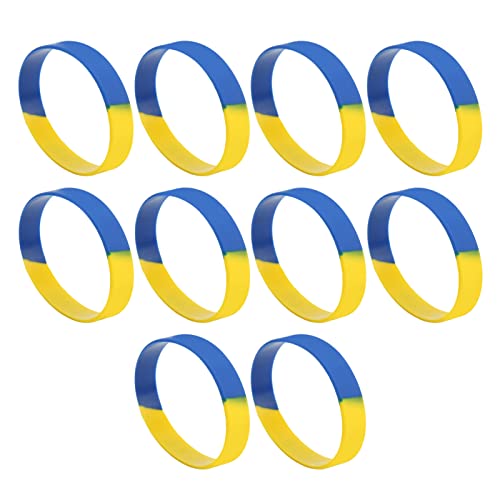 SPYMINNPOO Ukrainian Rubber Bracelets, 10PCS 1.2CM Width Ukraine Flag Bracelets Wristband for Sports Fan Supporter Men Women
