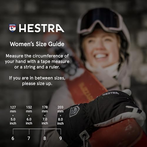 image for Hestra Heli Ski Womens Glove - Classic Leather Snow Mitten for Skiing,