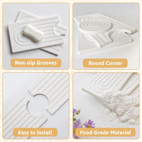 Faucet Mat for Kitchen Sink, 18" Wide Diatomite Fast Drying Stone Tray, Super Absorbent, Prevents Moisture Buildup, Faucet Water Splash Guard for Bathroom Counter, Sink Protector Gift for Mom, White by LushSpring - Image 6