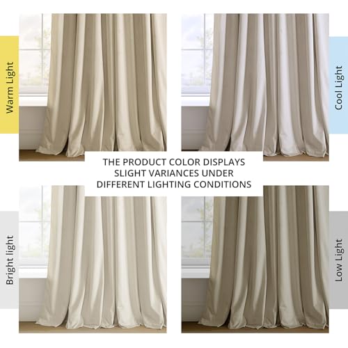 HPD Half Price Drapes Signature Velvet Thermal Blackout Curtains for Living Room 108 Inch Long (1 Panel) Rod Pocket Insulated Blackout Curtains for Bedroom Window Curtains, 100W x 108L, Ivory