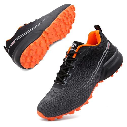 Image of Men's Trail Running Shoes Lightweight Breathable Walking Hiking Sneakers Outdoor Athletic Tennis Cross Training Shoes
