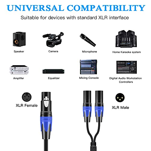 Seefeful (11.8 Inches / 2 Pack) XLR Splitter Cable, 1 Xlr Female to 2 Xlr Male Patch Y Cable, Balanced Microphone Splitter Cord Audio Adaptor by Seefeful - Image 4