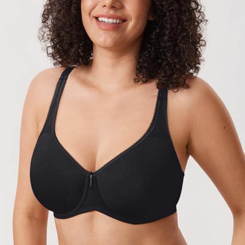 Image of DELIMIRA Women's Seamless Tshirt Bras Plus Size Full Coverage Underwire Lightly Lined Bra Up to F
