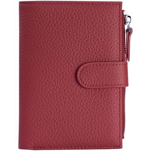 ilovever Passport wallet and Card Slot Combo RFID Blocking Leather Travel Passport Wallet for Men and Women with Zippered Coins Pocket Passport holder, WineRed