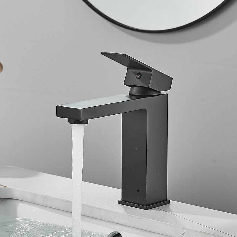 Robinet de lavabo mitigeur noir mat eau chaude et froide en laiton de salle de bains