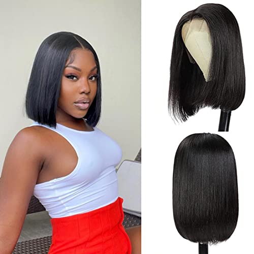 Bob Wig Human Hair Lace Front Wigs Human Hair Bob Wigs for Black Women 10 Inch Bob 13X4 Lace Frontal Wigs Human Hair 150% Density Pre Plucked Natural Color