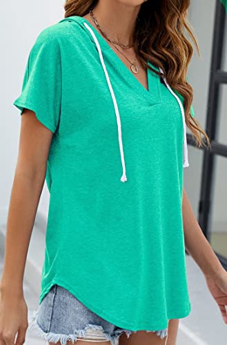 Image of Womens Long Sleeve V Neck Hoodie Sweatshirts Lightweight Pullover Tops