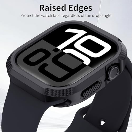 Image of Meyaar Tough Armour Case Compatible for Apple Watch Series 10 46mm Military Grade Protective Cover, TPU Bumper Case for Apple Watch Series 10 46mm (2024) (Black, 46MM)
