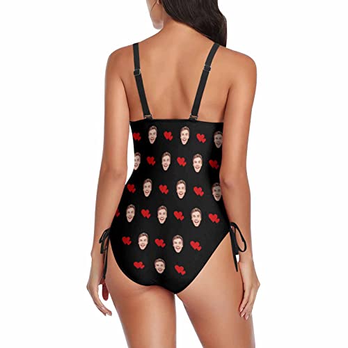 Custom Bathing Suit with Face for Women Personalized One Piece American Flag Swimsuits Bathing Bikini Set3