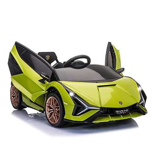 12V Licensed Lamborghini SIAN Electric Car Ride On Toy by TOBBI,Kids Electric Vehicle for 3-8,Electric Vehicles Battery Powered Sports Car w/Parent Remote Control,Spring Suspension,LED Lights