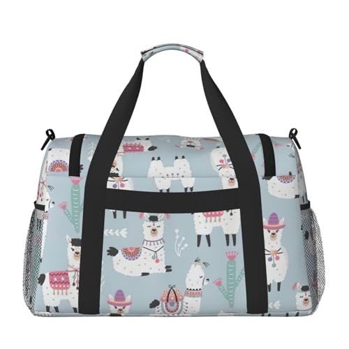 Cute alpaca Print Travel Duffle Bag Large Capacity Tote Stylish Weekender Bag for Outdoor Activities2