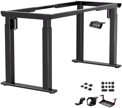 JWX 4-Leg Standing Desk Frame with Dual Motors, Electric Height Adjustable Desk Base, Heavy Duty 330 lbs Load, Fits Desktop 39″–79″, Anti-Collision, Memory Presets, Black Frame Only - Thumbnail 2