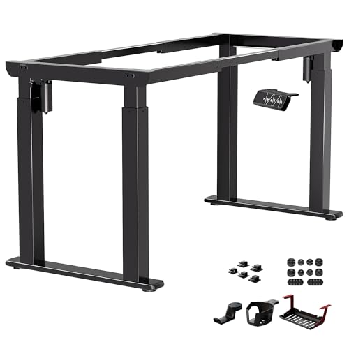 JWX 4-Leg Electric Standing Desk Frame, Dual Motors, Black
