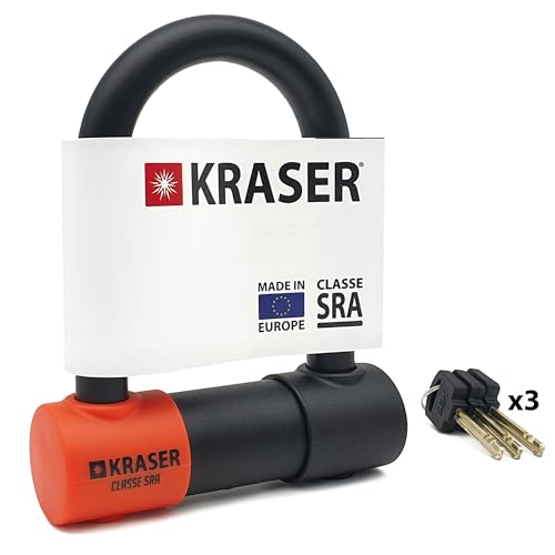 KRASER KR85S Anti-Diebstahl Motorrad Fahrradschloss Bügelschloss Vorhängeschloss U Homologiert SRA-Schloss Sicherheit Solides Schloss 85x125 Ø18 Diebstahlsicherung Motorräder Motorroller Fahrrad