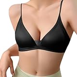 Cocila Reggiseno Senza Ferretto Donna Reggiseni Scollo A V Coppa Francese con Spalline Sottili E Anello, Tinta Unita, da Fitness Sportivo Regolabile Estensione Brassiere Microfibra Post