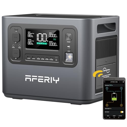 AFERIY Portable Power Station 2400W / 2048Wh Power Station LiFePO4 Battery, Quick Charge in 1.5H, 6 AC Outlets, UPS, Solar Generator, Electric Generator for Home Camping Use（Upgrade APP）