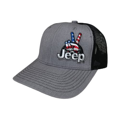 Jeep Wave Logo Trucker Patch Hat – Brushed Cotton/Twill with Embroidered Wave Patch Heather Grey/Black