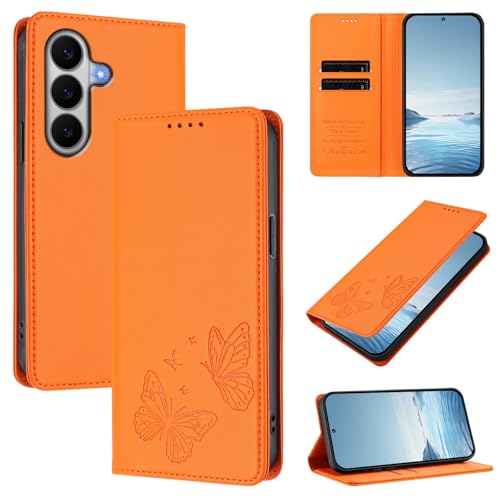 �X�}�z�P�[�X �Ή��@�� for Samsung Galaxy A57 �X�}�z�P�[�X�y�J�[�h�z���_�[�E�E�H���b�g�E�}�O�l�b�g�o�b�N���E�t���b�v�E�X�^���h�@�\�t���zOrange