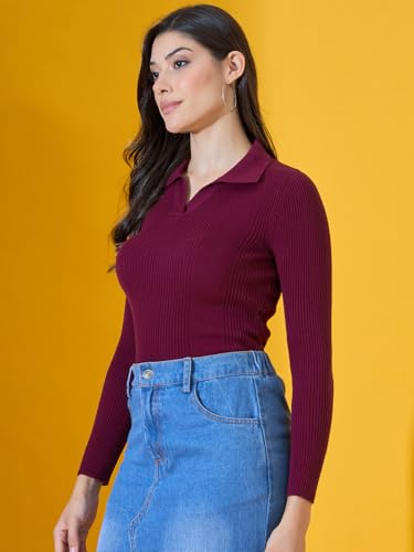Image of 98 Degree North Women Spread Collar Sweater-G1577-BLACK