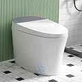 Senfot Smart Toilet with Bidet Seats, Automatic Flip and Slow Close Lid, Foot Sensor, Automatic Flush When Standing Up, Heated Seat and Night Light, Remote Control Operation, WZ2801U-3, White