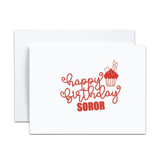 Image of Custom Made Love Birthday Sorority FOLDED Note Card Set, Birthday Women Stationary Notecard Set, Stationery For Sorority Women, Assorted Designs (Red + White)