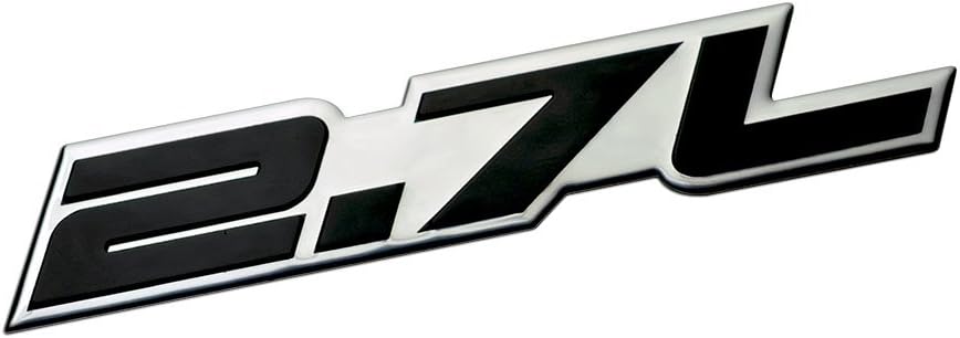 2.7L Liter Embossed Black on Highly Polished Silver Real Aluminum Auto Emblem Badge Nameplate Compatible with Chevrolet Chrysler Dodge Subaru Suzuki Toyota