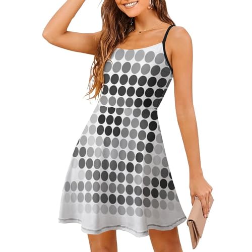 Robe d'été à bretelles spaghetti au motif artistique et coupe sans manches