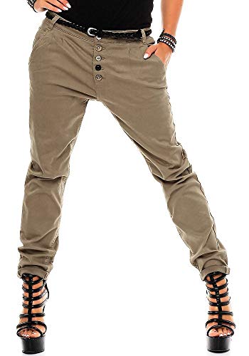 Sublevel Damen Boyfriend Chino Hose LSL-248 inkl. Gürtel Light...