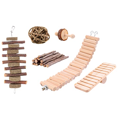 CIYODO Wooden Pet Ladder Set 6pcs Pet Toys Climbing Crawling Toys for Chinchilla Rabbit Guinea Pig Decorative Hamster Ladder