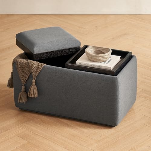 mopio Levi Storage Bench with Reversible Tray, Modern Storage Coffee Table, Bedroom Bench...
