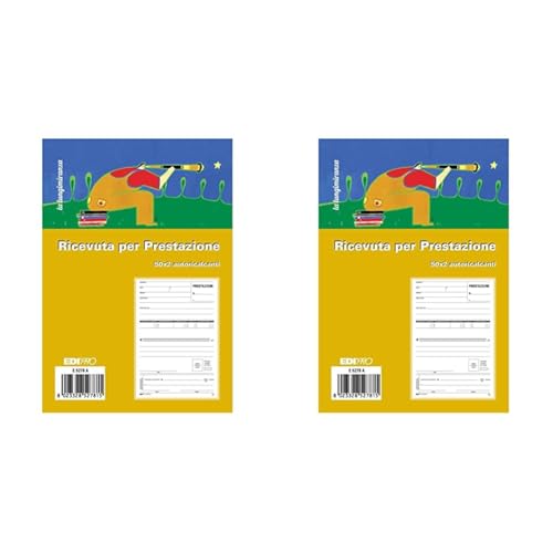 EDIPRO - E5278A - Blocco ricevuta prestazioni occasionali 50x2 autoricalcante f.to 22x14,8 (Confezione da 2)